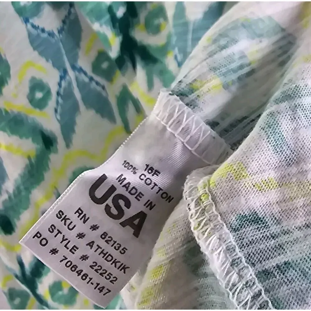 Fresh Produce T Shirt Womens Medium Green Yellow Roll Up Tee Jersey Argyle Long